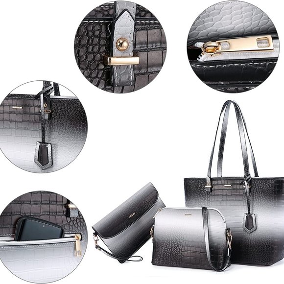 New Handbags for Women Shoulder Bags Tote Satchel Hobo 3pcs Purse Set - Picture 3 of 9